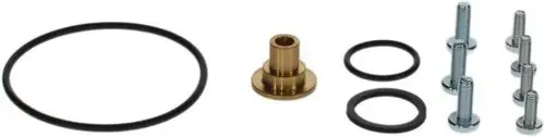 Bosch-Zubehörset bestehend aus einer Düse, verschiedenen O-Ringen und Schrauben, angeordnet auf einem weißen Hintergrund.